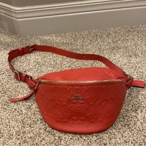 Worn once - Embossed Leather Coach Signature Fanny
